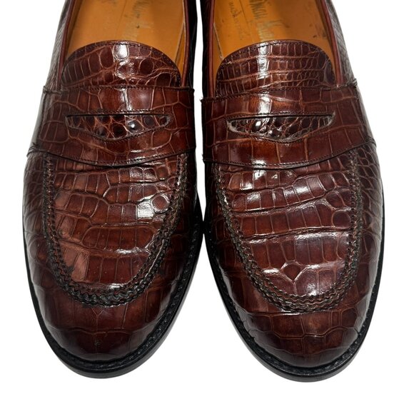 NEIMAN MARCUS  100% Genuine Alligator Handmade Mens Loafers Brown Sz 10.5 🔥 - Picture 3 of 9